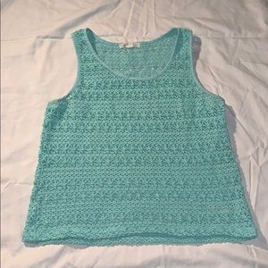 turquoise crochet top
